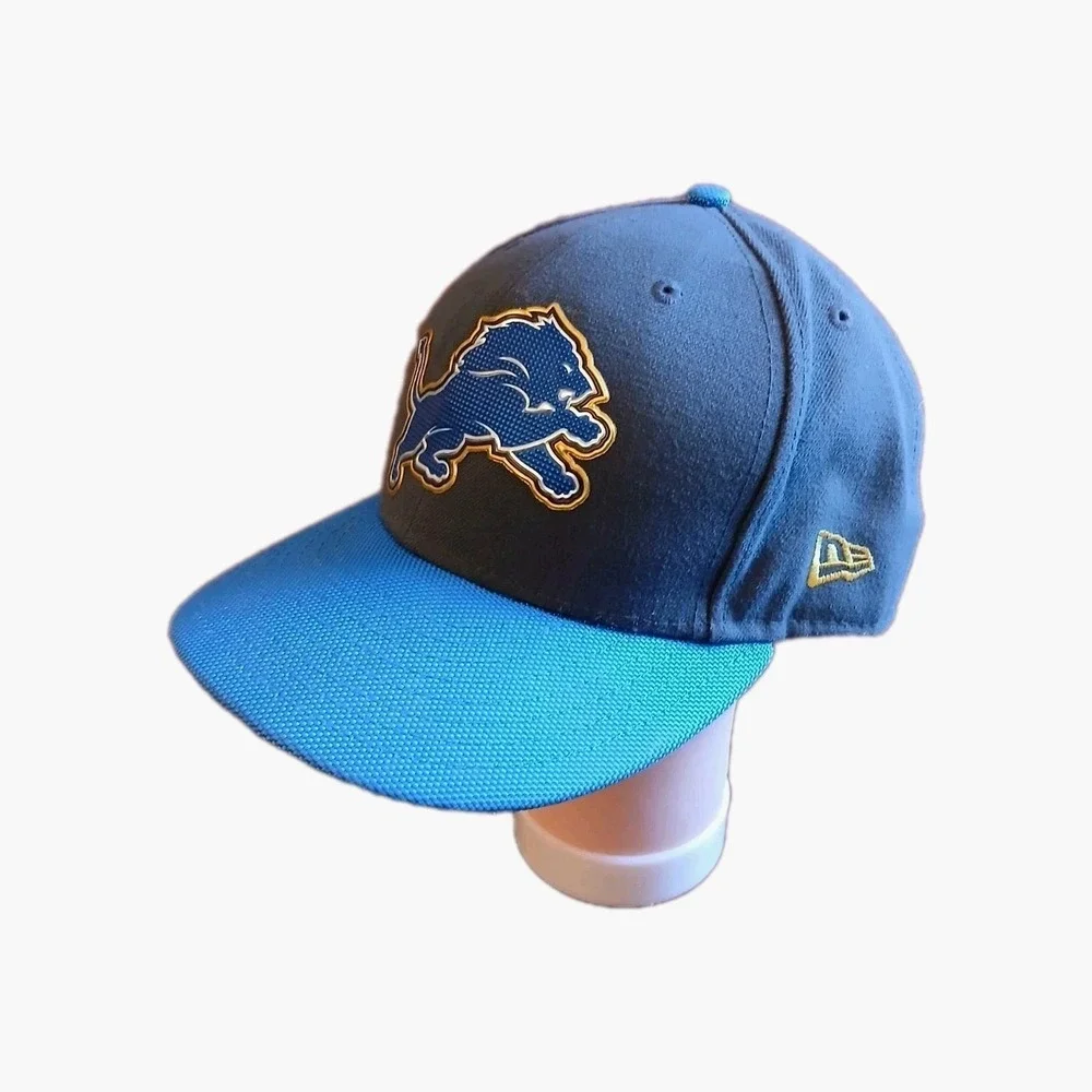 Era Detroit Lions Sz 7 3/8 Fitted Cap Hat NFL Football RARE GrayBLUE Color #1588